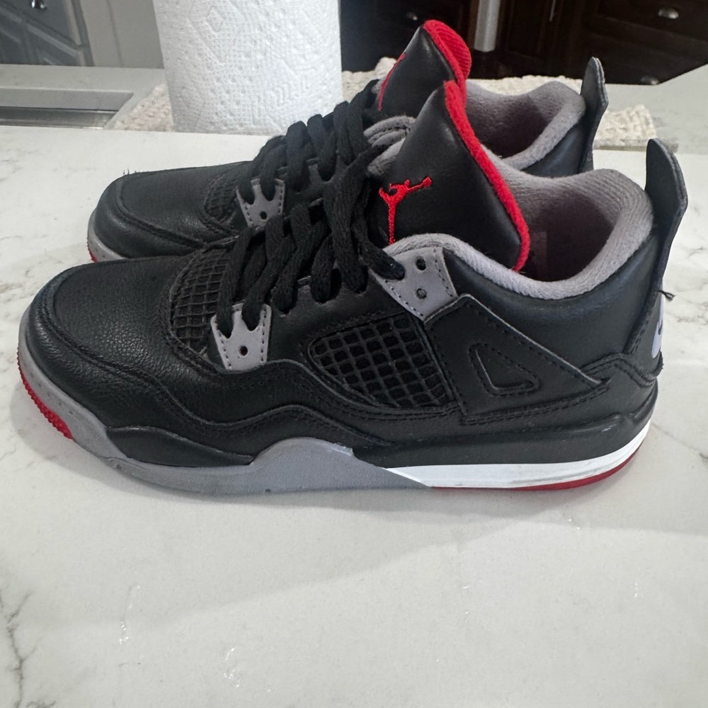 Little Kid's Jordan 4 “Bred Reimagined” Pre-School PS Black/Fire Red-Cement Grey